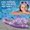 imageKids Snorkel Set Dry Top Snorkel Mask Snorkeling Gear for Kids Boys Girls Youth No Leak Comfy Mouthpiece AntiFog 180 Panoramic View Scuba Diving Swim Pool Equipment Snorkel KitPurple