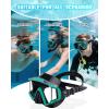 imageSeago 3 Window Swim Goggles with Nose Cover Panoramic View AntiLeak Tempered Lens Swimming Goggles for Adults Men WomenGreen