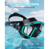 imageSeago 3 Window Swim Goggles with Nose Cover Panoramic View AntiLeak Tempered Lens Swimming Goggles for Adults Men WomenGreen