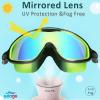 imageSeago Swim Goggles 2 Pack AntiFog AntiUV Wide View Swimming Goggles for Kids 314Light Blue  BlackGreen