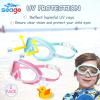 imageSeago Swim Goggles 2 Pack AntiFog AntiUV Wide View Swimming Goggles for Kids 314Light Green  Pink