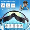 imageSeago Swim Goggles 2 Pack AntiFog AntiUV Wide View Swimming Goggles for Kids 314LightgreenMirrored  BlackMirrored