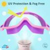 imageSeago Swim Goggles 2 Pack AntiFog AntiUV Wide View Swimming Goggles for Kids 314Pink  Green Blue