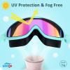 imageSeago Swim Goggles 2 Pack AntiFog AntiUV Wide View Swimming Goggles for Kids 314Pink  Mirrored Blue