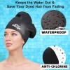 imageSwim Cap Long Hair 2 Pack Swimming Caps for Women Silicone Swim Caps Keep Hair Dry Waterproof Comfortable Flexible Durable Bathing Cap TearProof Design Large Women Adult Swimming Cap 10 Years GirlsBlack  White