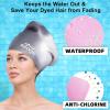 imageSwim Cap Long Hair 2 Pack Swimming Caps for Women Silicone Swim Caps Keep Hair Dry Waterproof Comfortable Flexible Durable Bathing Cap TearProof Design Large Women Adult Swimming Cap 10 Years GirlsPurple  Gray