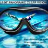 imageSwim Goggles No Leaking AntiFog Pool Goggles Swimming Goggles for Adult Men Women Youth UV Protection 180 Clear VisionBlack With Mirrored Blue