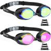 imageSeago 2 Pack Swimming Goggles Antifog AntiUV Mirrored Swim Goggles Adult Women MenPink  Gold