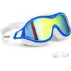imageSwim Goggles No Leaking AntiFog Pool Goggles Swimming Goggles for Adult Men Women Youth UV Protection 180 Clear VisionWhite With Mirrored Gold