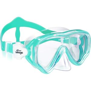 imageSeago Kids Swim Goggles Snorkel Diving Mask for Youth515 AntiFog 180 Clear ViewGreen