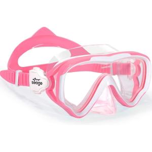imageSeago Kids Swim Goggles Snorkel Diving Mask for Youth515 AntiFog 180 Clear ViewLight Pink  White