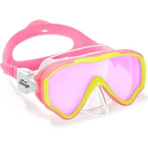 imageSeago Kids Swim Goggles Snorkel Diving Mask for Youth515 AntiFog 180 Clear ViewMirrored Pink