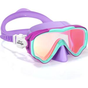 imageSeago Kids Swim Goggles Snorkel Diving Mask for Youth515 AntiFog 180 Clear ViewMirrored Purple