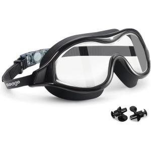 imageSwim Goggles No Leaking AntiFog Pool Goggles Swimming Goggles for Adult Men Women Youth UV Protection 180 Clear VisionBlack With Clear Lens