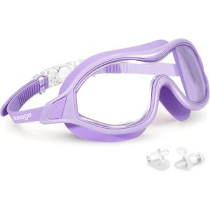 imageSwim Goggles No Leaking AntiFog Pool Goggles Swimming Goggles for Adult Men Women Youth UV Protection 180 Clear VisionPurple With Clear Lens