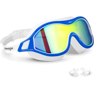 imageSwim Goggles No Leaking AntiFog Pool Goggles Swimming Goggles for Adult Men Women Youth UV Protection 180 Clear VisionWhite With Mirrored Gold
